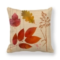 Linen autumn throw pillow cover with watercolor fall leaves and rustic botanical patterns - Mixed Autumn Leaves Pattern / 45x45cm
