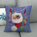 Minimalist Christmas linen pillow case featuring cute cat and dog in holiday stockings - Cat and Dog in Christmas Stocking (14)