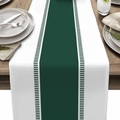 Camino de mesa moderno con rayas verdes y bordes blancos y negros sobre madera - Estilo 3 / 183x33