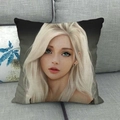 Modern linen pillowcase featuring a digital anime girl portrait on a grey sofa - 18x18 Inch / Blonde Girl Side Profile Style (3)