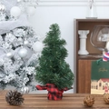 Mini sapin de Noël vert de 20cm avec base festive en tissu à carreaux rouge et noir - Base Plaid Rouge Et Noir Sapin De Noël (30cm)