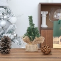 Mini artificial green Christmas tree with rustic burlap base for holiday tabletop decor - Burlap Base Christmas Tree (15cm)