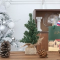 Mini green artificial Christmas tree with rustic burlap base for holiday tabletop decor - Burlap Base Christmas Tree (20cm)