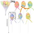 Colorful Easter egg picks set with foam eggs and ribbons for festive cake decoration - Leaf Style