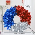 Christmas wreath with red, blue, and silver tinsel stripes, 45cm diameter size - Red White Blue Dots (45cm)