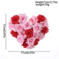 Detailed size specifications for red and pink artificial rose heart wall decor 17x17x7cm - Red Pink Rose