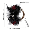 Gothic Halloween krans met skelet, zwarte rozen en gaas voor wanddecoratie - Rode Blad Stijl
