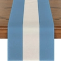 Vertical blue and cream striped table runner with coarse linen texture on wood - Blue And White Stripes (款式--6)