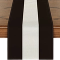Modern black and white striped table runner made of premium thick canvas fabric - Style 7 / 183x33
