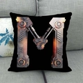 Fodera per cuscino decorativo nero con lettera M stile steampunk per divano casa - 45x45cm / Lettera M Stile Steampunk Industriale Meccanico / Nero