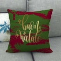 Leinen-Kissenbezug mit rot-grüner Textur und goldenem Buon Natale Schriftzug - Buon Natale Stil