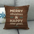 Christmas linen pillowcase with brown wood grain and Merry Christmas greeting - Vintage Wood Grain Festive (5)