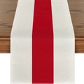 Striped red and cream white jacquard table runner with modern minimalist weaving - Cream And Red Patchwork (款式-11)