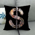 Fodera per cuscino nera con motivo a dollaro steampunk per l'arredo del divano - 45x45cm / Segno del Dollaro Stile Steampunk Industriale Meccanico / Nero