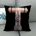 Federa per cuscino decorativa stile steampunk con lettera T industriale e ingranaggi - 45x45cm / Lettera T Stile Steampunk Industriale Meccanico / Nero