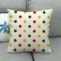 Linen Christmas pillowcase with colorful dots pattern on a beige textured fabric - Simple Colorful Polka Dots (7)