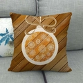 Christmas snowflake linen throw pillow case on a grey sofa for festive home decor - Wood Grain Snowflake Ball (8)