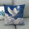 Christmas linen pillowcase with white dove and starry sky pattern on a blue background - Peace Dove Starry Dream (19)