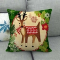 Christmas cartoon reindeer linen pillow cover on a grey sofa for festive home decoration - Cartoon Elk