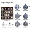 Weihnachtskugel-Set in Silber und Grau mit Sternspitze und verschiedenen Texturen - Eisengrau