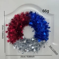 Patriotic red white and blue sequin Christmas wreath with stars for door hanging decor - Red White Blue Star (25cm)
