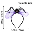 Halloween headband featuring black plush spider with purple mesh bow and dimensions - Purple Spider