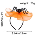 Halloween headband with black plush spider, red eyes, and orange mesh net detail - Orange Spider