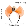 Halloween headband with orange mesh bow and skull decoration, 20x22cm party accessory - Orange Skull