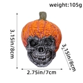 Halloween Totenkopf Kürbis Deko aus Harz mit orangefarbenem Kürbis und silberner Basis - Kürbis Totenkopf Ornament Stil B