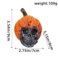 Halloween Kürbis-Totenkopf-Figur mit Maßen 9x7x8cm und Gewicht 109g Dekoration - Kürbis Totenkopf Ornament Stil D