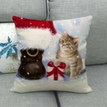 Christmas kitten pillow case with brown tabby cat and holiday gifts on grey sofa - Kitten by Gift Box (11)