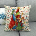 Housse de coussin en lin avec motif folklorique des rois mages sur canapé - Taie d'oreiller / Style 1
