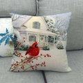 Christmas pillowcase with red cardinal bird on snow scene for home sofa decoration - Cardinal and Berry Branch (12)