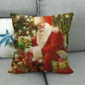 Christmas cushion cover featuring Santa Claus opening gifts on a cozy gray sofa - Santa Opening Gifts (13)