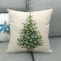 Christmas tree linen pillowcase on grey sofa, decorative square cushion cover for home - Christmas Tree with Purple Ornaments (14)