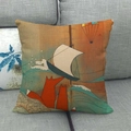 Linen pillowcase with cartoon fox, sailboat, and hot air balloon illustration - Fox Balloon Map Style (11)