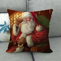 Classic Santa Claus illustration printed on linen cushion cover on a grey sofa - Classic Santa Claus Portrait Style (8)