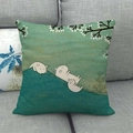 Linen pillowcase with cute white bears sleeping under cherry blossom branches - White Bears Resting (11) / 45x45cm