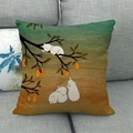 Cartoon white bears on yellow fruit tree pattern square linen throw pillow cover - Bears on Fruit Tree (12) / 45x45cm