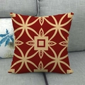 Vierkante linnen kussenhoes met rood geometrisch patroon op grijze stoffen bank - Rood Beige Radiaal Geometrisch (5) / 45x45cm