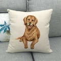 Linen pillow cover with watercolor Golden Retriever print on a grey sofa - Dog Style (10) / 18x18 Inch