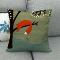 Autumn cartoon fox linen pillowcase featuring a sleeping fox on a cozy branch - Fox Resting on Branch Style (19)
