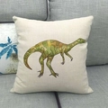 Linen decorative pillow cover featuring a watercolor dinosaur design on a beige surface - Dinosaur Style (11) / 18x18 Inch