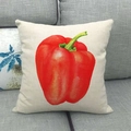 Close-up of linen pillow cover with a vibrant red bell pepper watercolor design - Red Bell Pepper Style (4)