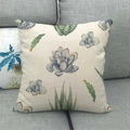 Housse de coussin carrée en lin avec imprimés aquarelle de succulentes et aloès - 45x45cm / Echeveria Succulente (5)