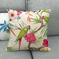 Linen pillowcase featuring tropical parrots and floral prints on a grey sofa background - 18x18 Inch / Tropical Parrot Flower Style (6)