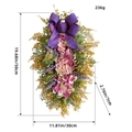 Artificial purple hydrangea wall decor with lavender and ribbon, 50cm height - Flower Teardrop Wreath Style (K1-8) / Purple