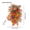 Detail showing dimensions of autumn pumpkin swag with maple leaves and berries - Thanksgiving Pumpkin Teardrop Swag (A3-2)