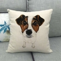 Λινή θήκη μαξιλαριού με τύπωμα σκύλου Jack Russell Terrier πάνω σε γκρι καναπέ σπιτιού - Στυλ Τζακ Ράσελ Τεριέ (20)