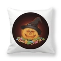 Fodera per cuscino di Halloween con zucca luminosa, cappello da mago e dolci autunnali - 45*45cm / Stile Zucca e Caramelle (1)